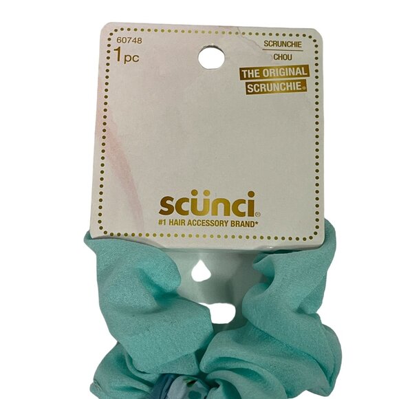 Scunci Blue Paisley Scarf Scrunchie Womens Hair Accessory Boho Ponytail Tie - Picture 2 of 6